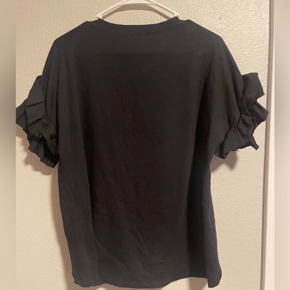 RO&DE Ruffle Sleeve Black Top - Picture 2 of 3